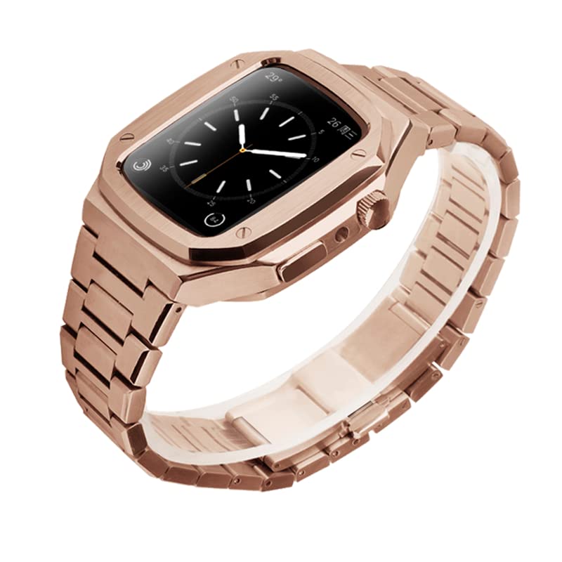 Boîtier en acier inoxydable pour Apple Watch 44mm 45mm au design horloger premium