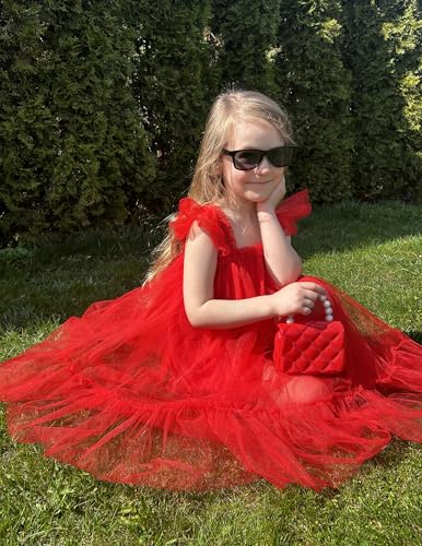 Image of Arshiner Toddler Tulle Dress for Girls Layered Tutu Ruffle Dresses Swing Twirly Fairy Summer Birthday Party Wedding Sundress