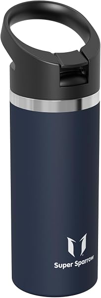 Super Sparrow Water Bottle Insulated - 500ml, 750ml, 1000ml, 1.2L, 1.5L - Wide Mouth Metal Bottle - SwivelSip Flask - BPA Free, Leak Proof - Ergonomic Straw Water Bottles for Gym, Travel, Sports - 2