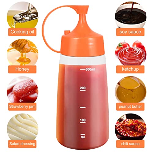 Naapesi 3 PCS Plastic Squeeze Bottles, 300 ml Squeeze Condiment Bottle with Cap and Scale, Squeeze Sauce Dispensing Bottles - Image 3