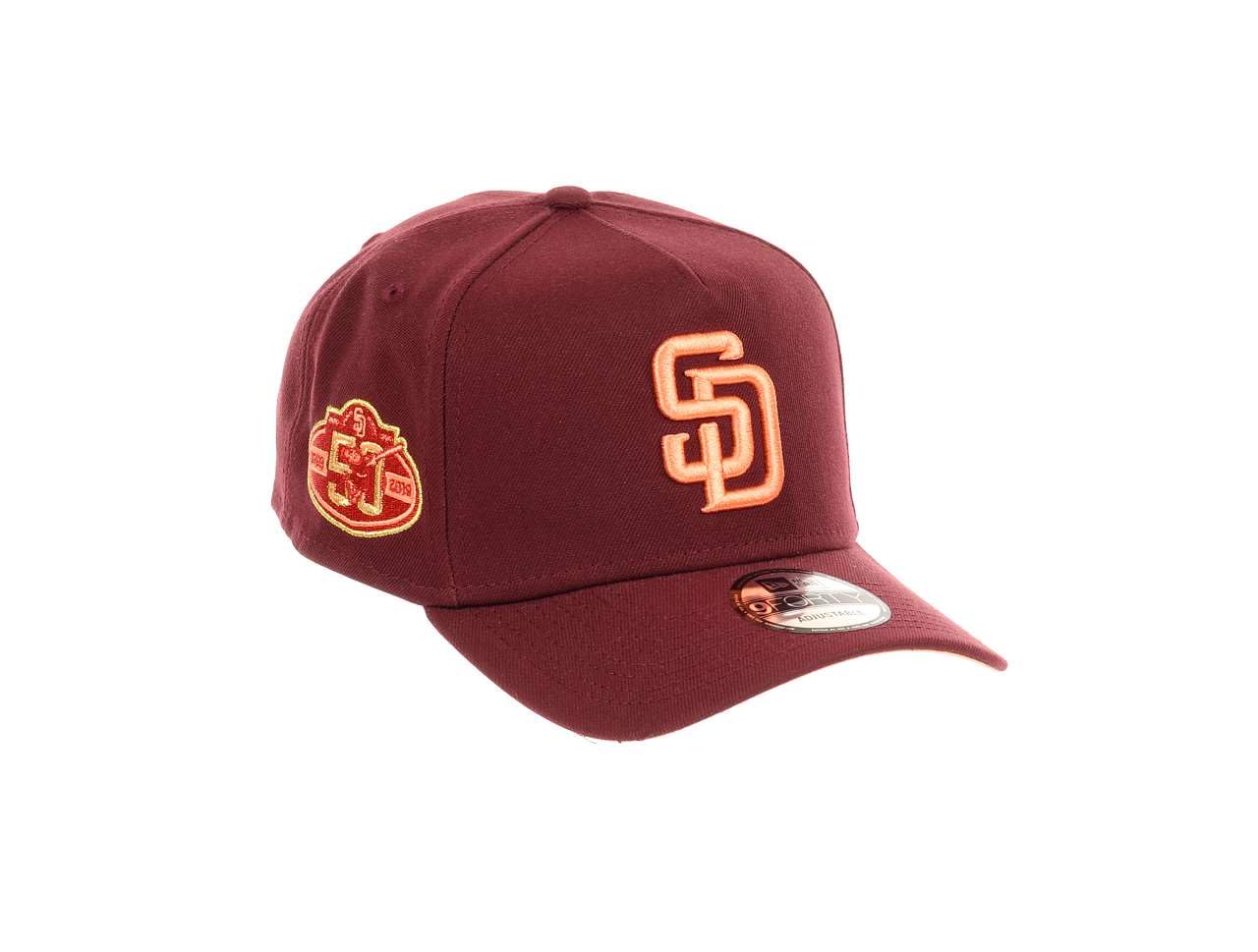New Era Unisex San Diego Padres #31355 San Diego Padres Mlb 50Th Anniversary Sidepatch Maroon 9Forty A-Frame Snapback Cap
