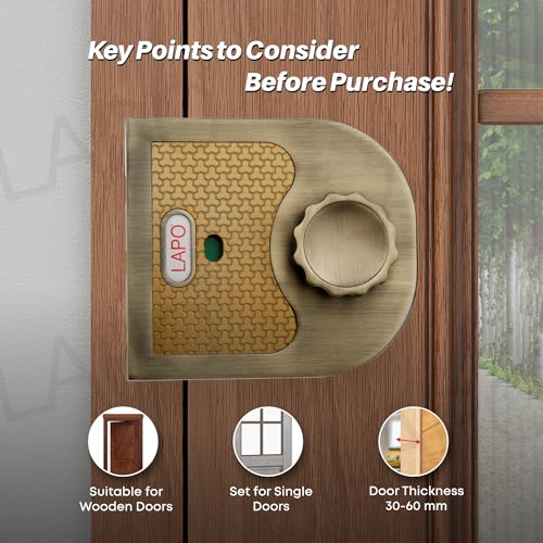 Image of LAPO XL Rim Lock | Antique Brass Finish Heavy Duty Deadbolt Lock | Ideal for Wooden, Sliding & Double Doors | Compatible with Left & Right Inside Opening | 4 Brass Keys | 3-Year Warranty