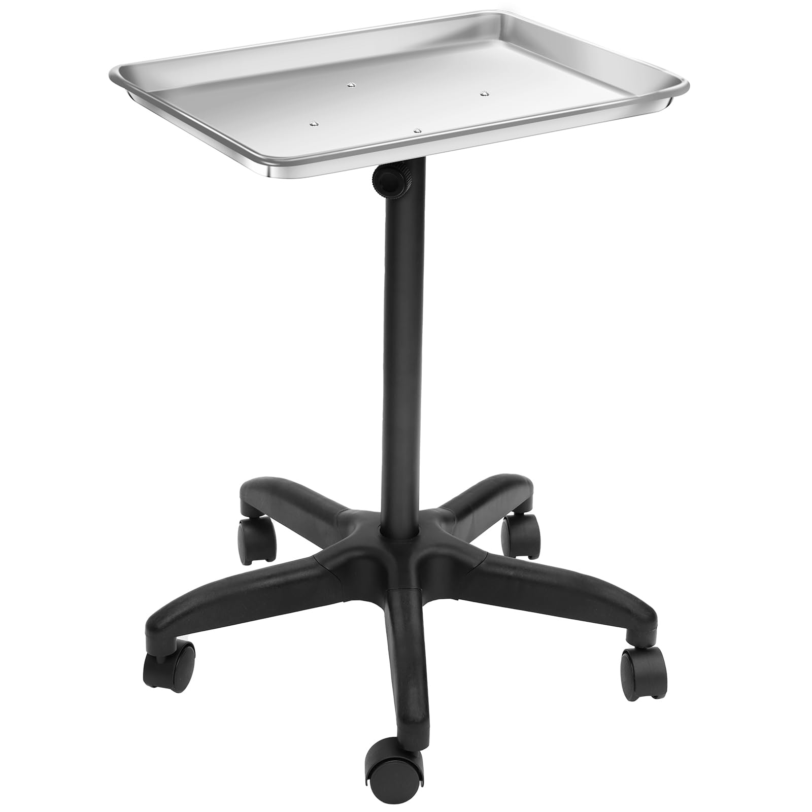 Salon Tray Cart with Wheels, Height Adjustable Premium Aluminum Rolling Salon Tray Cart for Hair Stylists, Clinic, Spa and Home Use