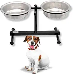 Comedouro Duplo Elevado Médio Preto 1200ml Alto Ajustável Regulável Duplo Para Cachorro