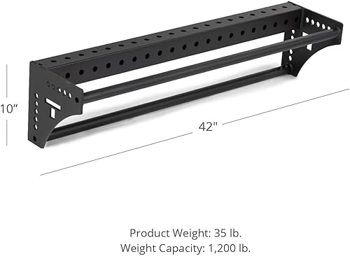 Miniatura 7 de Titan Fitness Barra estabilizadora de doble dominada montada en bastidor para bastidores de alimentación de las series T-3 o X-3, agarre de 1.260