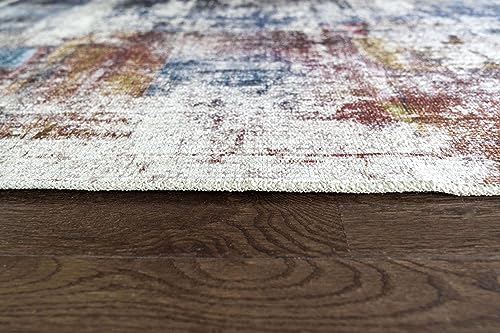 Softwoven Rugs, 6X9 Machine Washable Rug, 90% Cotton, Non-Slip, Family & Pet Friendly, Stain Resistant, Non-Shed, Modern Abstract Colorful Area Rugs For Living Room, Kids Room, Hallway - Multi Color #TOP6