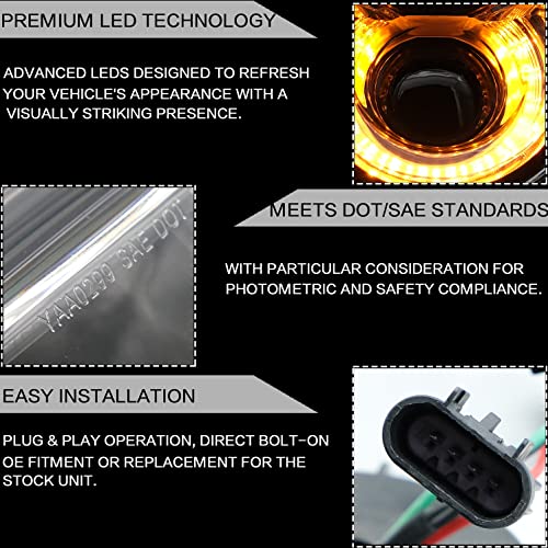 VLAND Headlights W/ D2H Bulbs Assembly Fit for Dodge Challenger 2008-2014 3rd Gen Coupe W/Dual Beam Lens DRL, LED Front light with Sequential Indicator Halo, Plug-n-Play Headlamp
