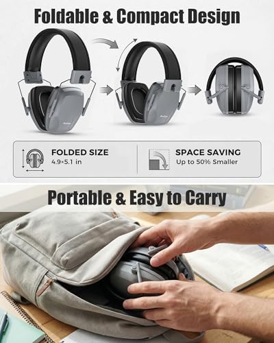 Image of ProCase Hearing Protection Ear Muffs SNR 33dB, Noise Cancelling Headphones | Adjustable NRR 28dB Noise Reduction Earmuffs for Adults & Kids, Shooting, Lawn Mowing, Studying, Autism Sensory Needs