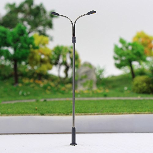 Evemodel LQS13 10 STK. Modell Bahn Doppelpeitschenlampen LED Beleuchtung 100mm Spur H0 Straßenlampe Flexible Höhe 3v – Bild 3