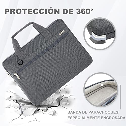 Voova Funda para Portátil de 14 15 15,6 16 pulgadas Protección 360° Maletin Ordenador Bolsa Laptop Bag Impermeable Antichoque Hombre Mujer Gris - imagen 2