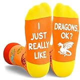 HAPPYPOP Dragon Gifts for Women Men - Funny and Crazy Dragon Socks Gifts for Teens, Animal Socks for Female, Male Friends