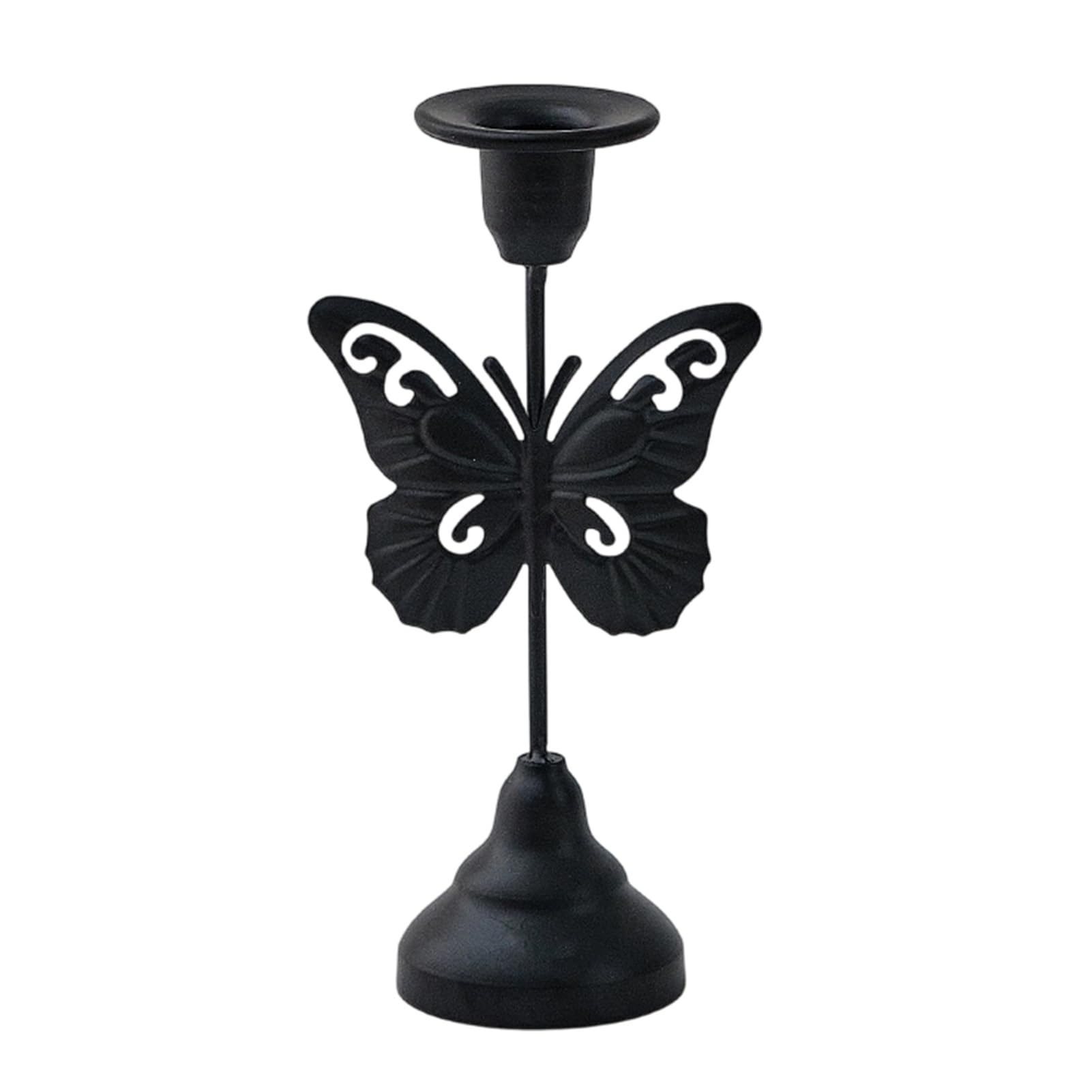sugerou Reusable Metal Candle Holder with Distressed Taper Candle Stand Design, Minimalist Iron Candlestick for Romantic Dinner Decor, 17.5cm Height, Farmhouse Centerpiece Black A