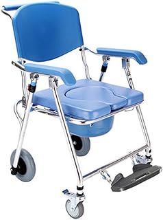 JHDPH3 Cómoda Silla, Asistencia sanitaria plegable portátil de altura fija con orinal móvil y silla inodoro sobre, silla de ducha con ruedas y frenos de baño WC heces de ancianos persona discapacitada