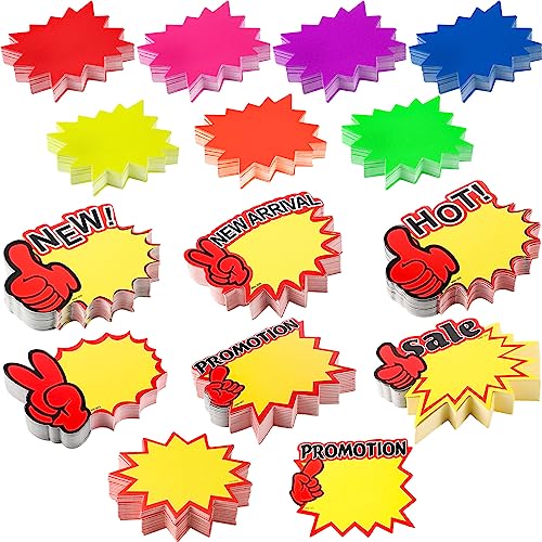 700 Pieces Starburst Signs Fluorescent Signs Starburst Signs for Retail Price Tags Signs Sale Tags Signs for Retail Garage and Sale Supplies Price Tags Signs（3.5 * 2.8 Inch） -  Prudiut