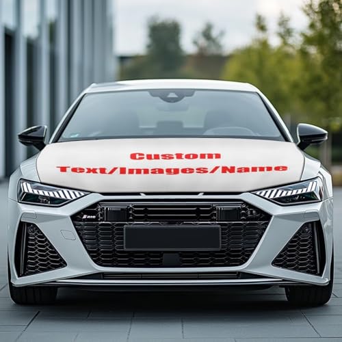 Image of Custom Car Hood Cover 39x59 Inch Elastic Polyester Car Hood Protector All Seasons Universal Car Hood Decorative Accessories for Sedan Truck Pickup SUV