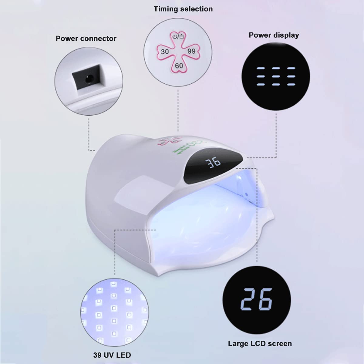 Lampa do paznokci Suszarka do paznokci 80 W Lampa LED UV do paznokci Bezprzewodowy Profesjonalny Akumulator Lampa UV LED do paznokci z 3 ustawieniami timera do manicure i pedicure
