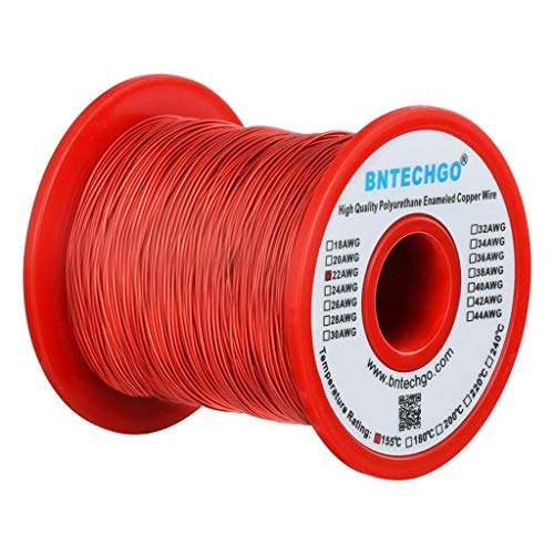 Image of BNTECHGO 22 AWG Magnet Wire 1 lb Red Enameled Copper Wire 0.0256 inch(0.65mm)