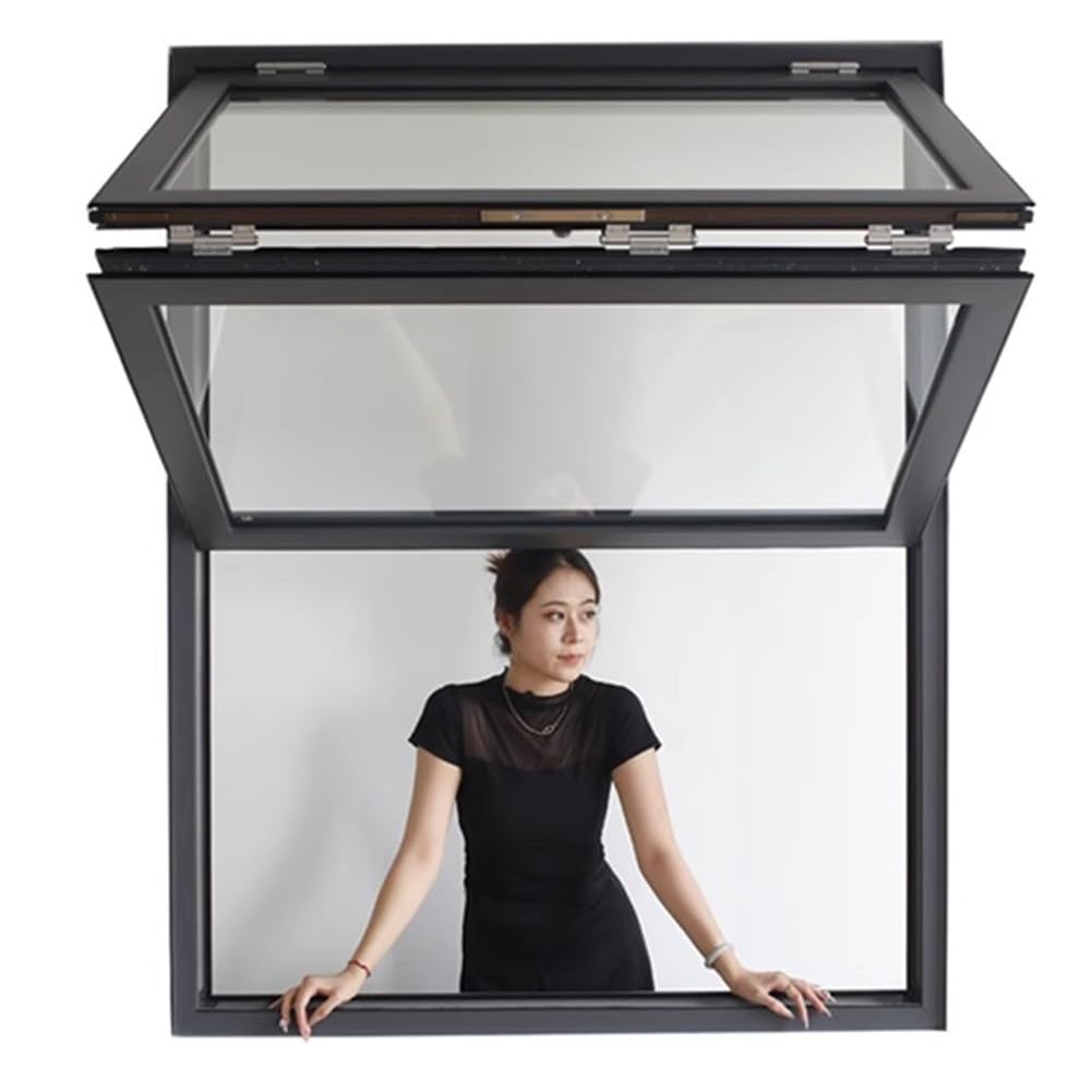Fenêtre de comptoir verticale en aluminium premium noir, châssis pliant de 140 cm