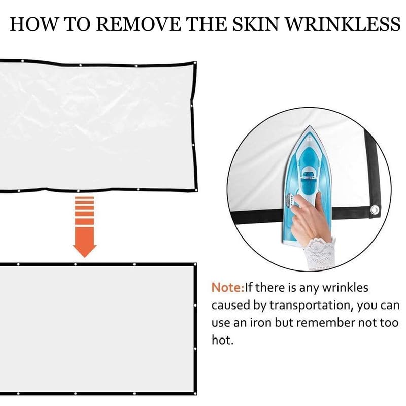 Image of 110 Inch Diagonal Projector Screen Indoor Outdoor Portable Ratio 16:9 Anti-Crease Foldable Dual Front Rear Retractable 4K Ultra HD 3D Ready Movie Office Home Theater-(96 inch(W) x54(H))