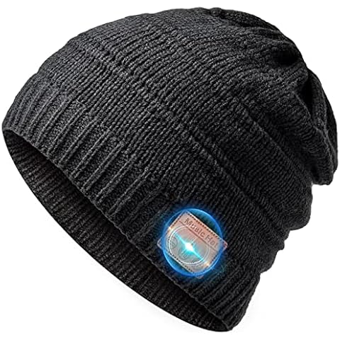 HANPURE Gifts for Men Bluetooth Beanie - Secret Santa Gifts for Men Gift Ideas Bluetooth5.0 Beanie Hat Winter Running Music Knit Hat, for Men, Xmas Gifts for Men/Women/Him, Black, One Size Cover