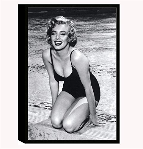 ZSLMX Contemporain Sexy Marilyn Monroe Sourire LèVres Toile Murale ImpriméE sur Toile - Photographie De Portrait FéMinin CéLèBre Classique Moderne Noir Et Blanc Non EncadréE pour Le Bureau DéCor,A