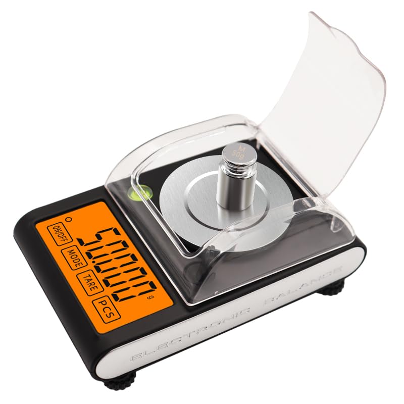 Atom KL2 Milligram Scale, 50g/0.001g Portable Mini Weighing Machine, Digital Weight Machine for Gold, Jewellery, Powder, Medicine with Orange LCD Display, Tare & Calibration Weight. A 100 Series. 3
