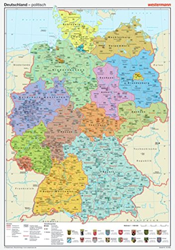 Posterkarten Geographie: Deutschland: politisch Posterkarten Geographie: Deutschland: politisch