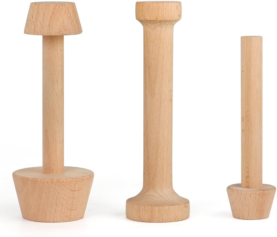 Cyimi 3 Pcs Wooden Tart Tamper Set, Double Side Pie Pastry Dough