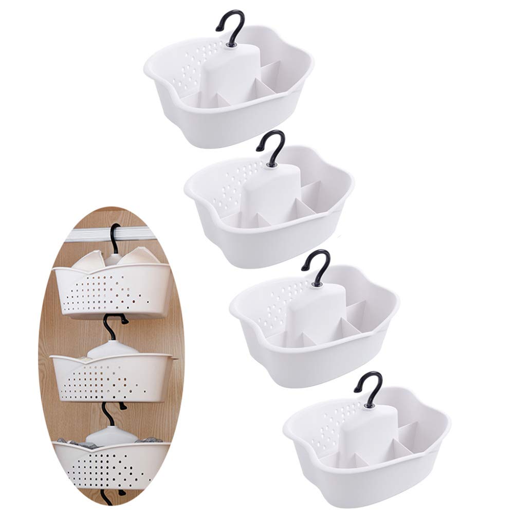 YJDQYGSNJ Estanteria Colgante en Tela,Pilas Rotación Cuna Estantería Colgante Plegable,Alojamiento Ropa Interior Calzoncillos una Buena Ventilación/blanco / 4 Piece