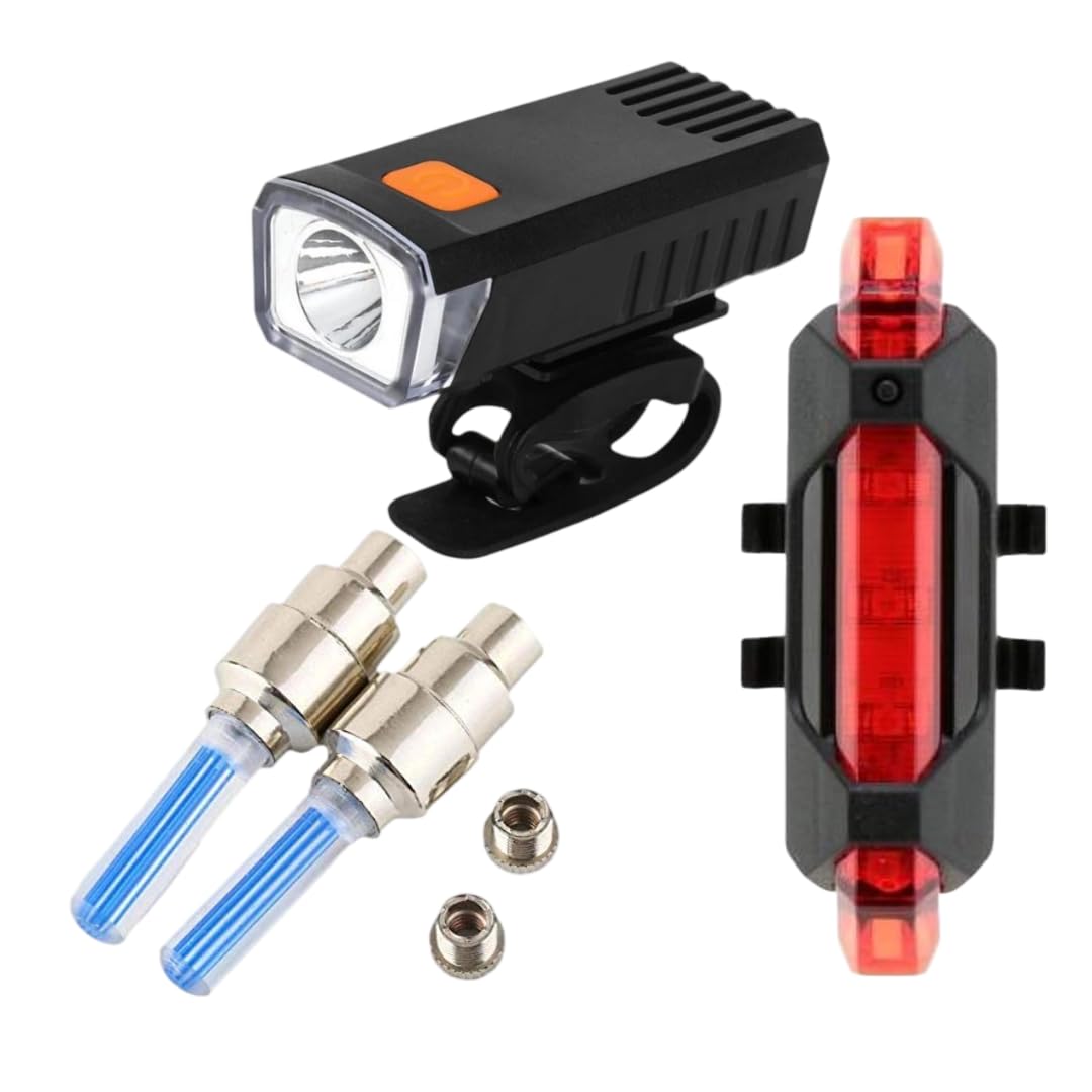 USB Rechargeable Bicycle Headlight, Tail Light & LED Valve Light Combo | High Brightness Waterproof Bike Safety Light Set | Universal Fit for MTB, Road & Kids Cycles-picture-18