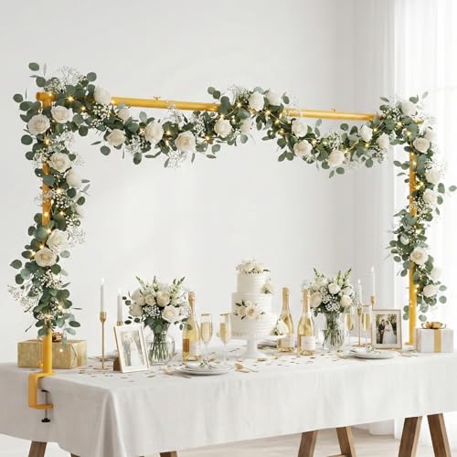 Adjustable Over The Table Arch Stand with Clamps - Heavy Duty Metal Balloon Table Rod for Wedding Birthday Halloween Christmas Decorations -8FTx4FT Indoor & Outdoor Party Decor Frame