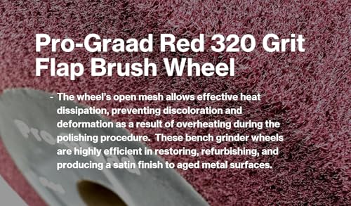 Image of 6 inch x 2 inch x 1 inch Arbor Red Bench Grinder Polishing Wheel, 320 Grit, Tight Weave, Great for refurbishing Golf Clubs and Metal, Non-Woven Wheel for Copper, Metal, Finishing, and Burnishing