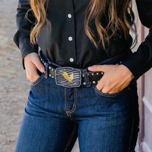 Image of Turquoise Belt Buckle for Men Western Texas Longhorn Bull Rodeo Belt Buckle American Cowboy Chic Gift