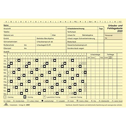 RNK+Verlag+Urlaubs-+und+Fehltagekarte+2020%2C+DIN+A5+quer%2C+100