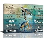 Sea Turtle Wall Art Turtle Pictures Wall Decor Inspirational Quotes Canvas Painting Print Ocean Artwork Modern Home Decor Framed for Living room Bedroom Bathroom Office 12'X16'