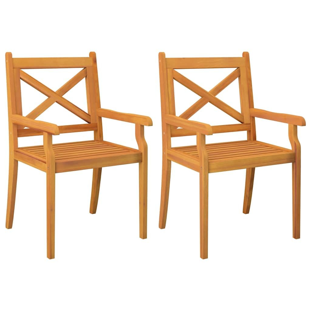 Chaises à manger d'extérieur lot de 2 fauteuils de jardin en bois d'acacia pour terrasse et balcon