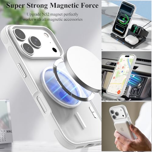 Image of Nvollnoe for iPhone 17 Pro Case with Card Holder & Screen Protector, Compatible with Magsafe, Built-in Kickstand, Detachable Magnetic Wallet Case for iPhone 17 Pro(Clear)