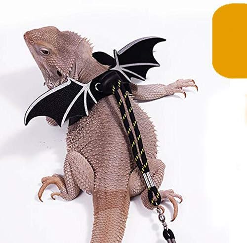 WATFOON Adjustable Bearded Dragon Reptile Harness Leash Lead with Cool Wings for Lizard Amphibians Chameleon Leopard Gecko Anole Guinea…