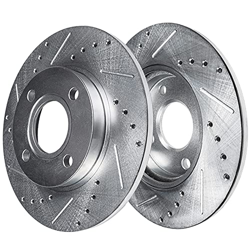 Image of Detroit Axle - 2.3L REAR Brake Kit for 1998-2002 Honda Accord 98-99 CL Drilled & Slotted Disc Brake Rotors 1999 2000 2001 Replacement: 10.20 inch inch Rotor