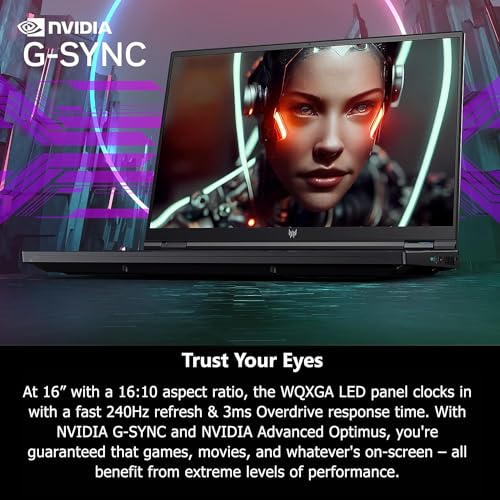 Image of acer Predator Helios Neo 16 Gaming Laptop, GeForce RTX 4070, Intel i9-14900HX, 16 inch IPS 240Hz 500 nits Display, 64 GB DDR5 RAM, 2 TB SSD, Windows 11 Pro, Office Pro Lifetime License