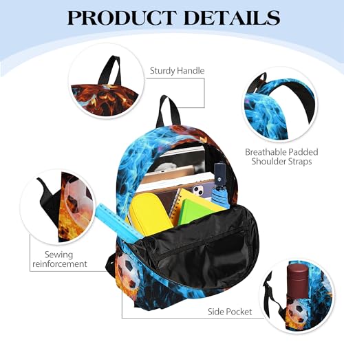 Image of Soccer Printed Backpack Set for Boys Kids, 3Pcs Bookbag with Pencil Case for school, 17 Inch Lightweight Laptop Backpack with Lunch Bag for Mens Teens Office, High School