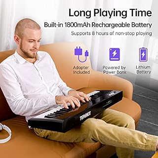 TERENCE Piano Numerique 61 Touches semi-lestées avec Stands Touches Lumineuses Batterie Intégré de 1800mAh interface… - Les Beatles, Paul McCartney, John Lennon, RIngo Starr, George Harrison TERENCE Piano Numerique 61 Touches semi-lestées avec Stands Touches Lumineuses Batterie Intégré de 1800mAh interface… – Image 4
