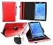 Produktbild emartbuy Odys Thor 10 Tablet PC 10.1 Zoll Universal (9-10 Zoll) Rot Premium PU Leder 360 Grad Rotierende Stand Folio Geldbörse Tasche Hülle Stand Folio Wallet Case Cover + Schwarz Eingabestift