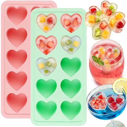 20-Cavity Heart Ice Cube Molds, Heart Ice Cube...