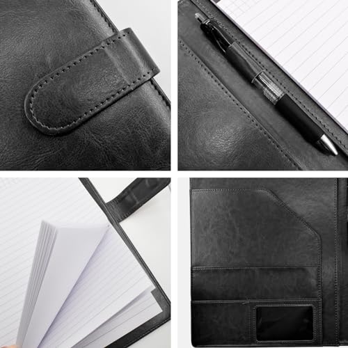 VANRA Padfolio Clipboard Folder Leather Portfolio Binder Organizer Interview Resume Folder for Papers Legal Document A4 Letter Size Writing Pad Notepad Clip Boards with Business Ca image 2