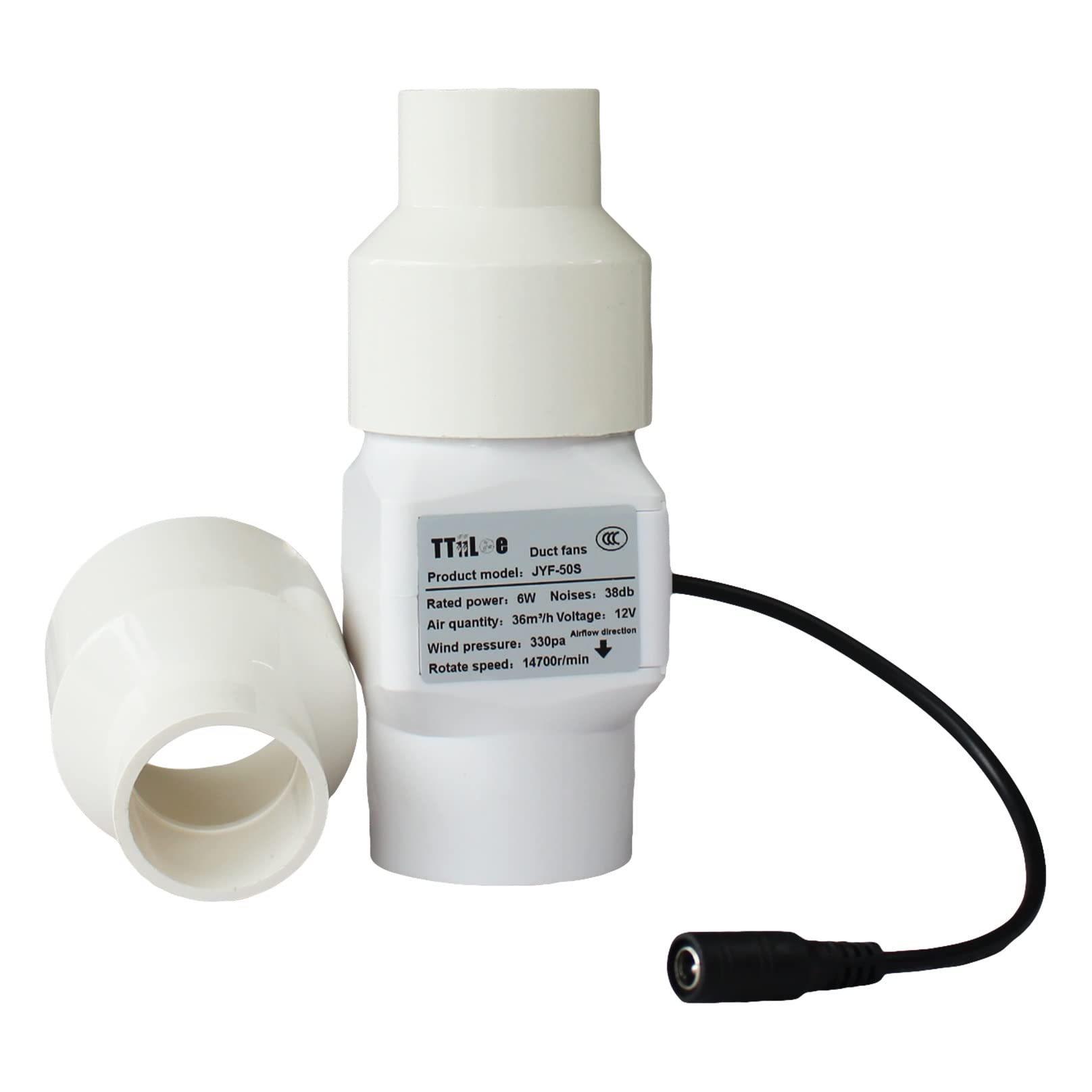 50mm Inline Lüfter 12V - Leiser Abluftventilator Für Enge Räume 350m³/h