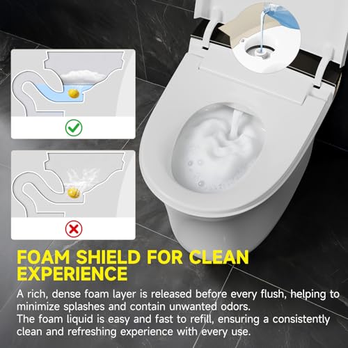 Inodoro inteligente premium con escudo de espuma, inodoro bidé de una pieza con doble descarga 1,1/1,28 GPF, apertura y cierre automáticos, asiento calefactado ultra ancho, lavado tibio y secado al aire, esterilización UV miniatura 6