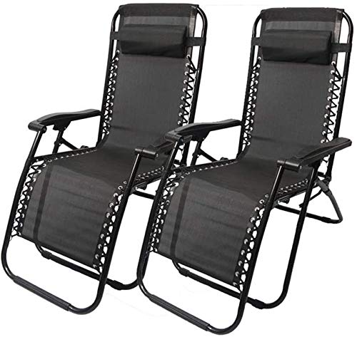 Chaise longue zero gravity pliante en lot de 2 avec coussin de coton