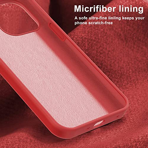 Image of DIZORO Microfiber Candy Case Compatible for iPhone 14 PRO, Shockproof Slim Back Cover Liquid Silicone Case (Red)