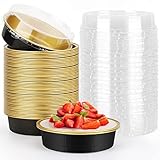 Beasea Aluminum Cupcake Pans With Lids, 4 Inch 50 Pack Disposable Pie Pans For Cake, 8 Oz Aluminum...